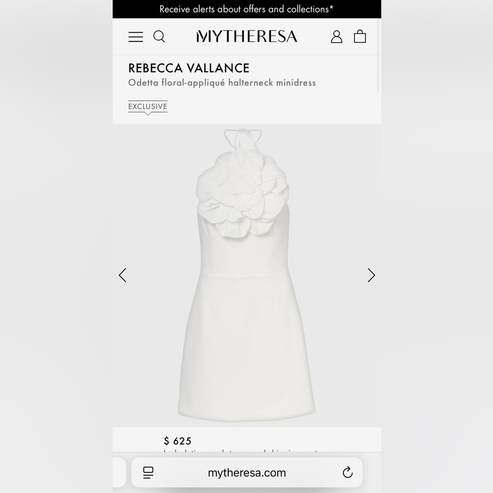 Rebecca Vallance White Halterneck Mini Dress with Oversized Floral Applique
